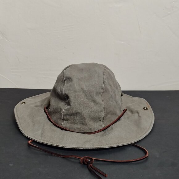 VINTAGE Dorfman Pacific Rain Bucket Hat Cap Size Large Beige Khaki Made in USA - Picture 1 of 10